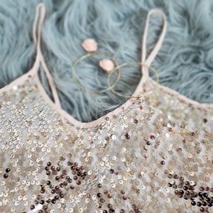 Rose gold sequins crop tank top